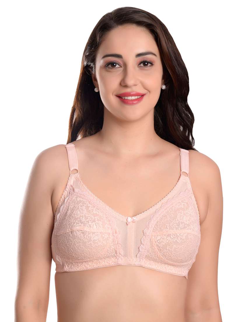 pink lace full coverage regular bra