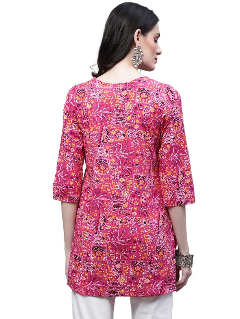 printed cotton short kurti - 20007354 -  Standard Image - 3