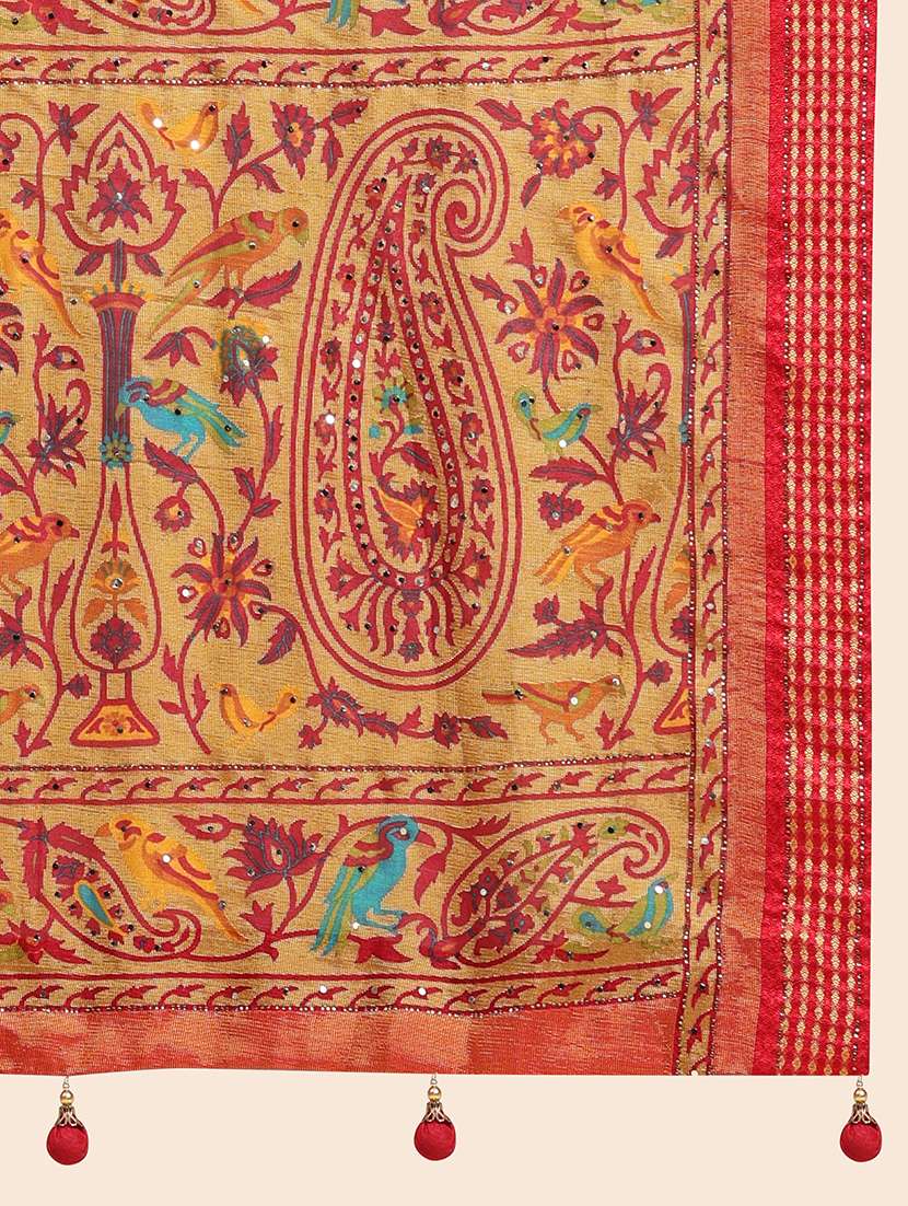 women's ikat green colored saree with blouse - 20007389 - Standard Image - 5