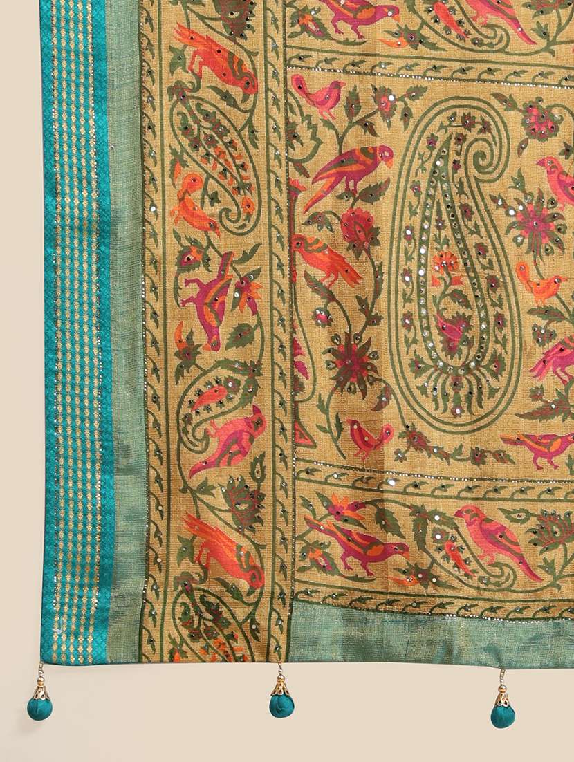 women's paisley pink colored saree with blouse - 20007390 - Standard Image - 5