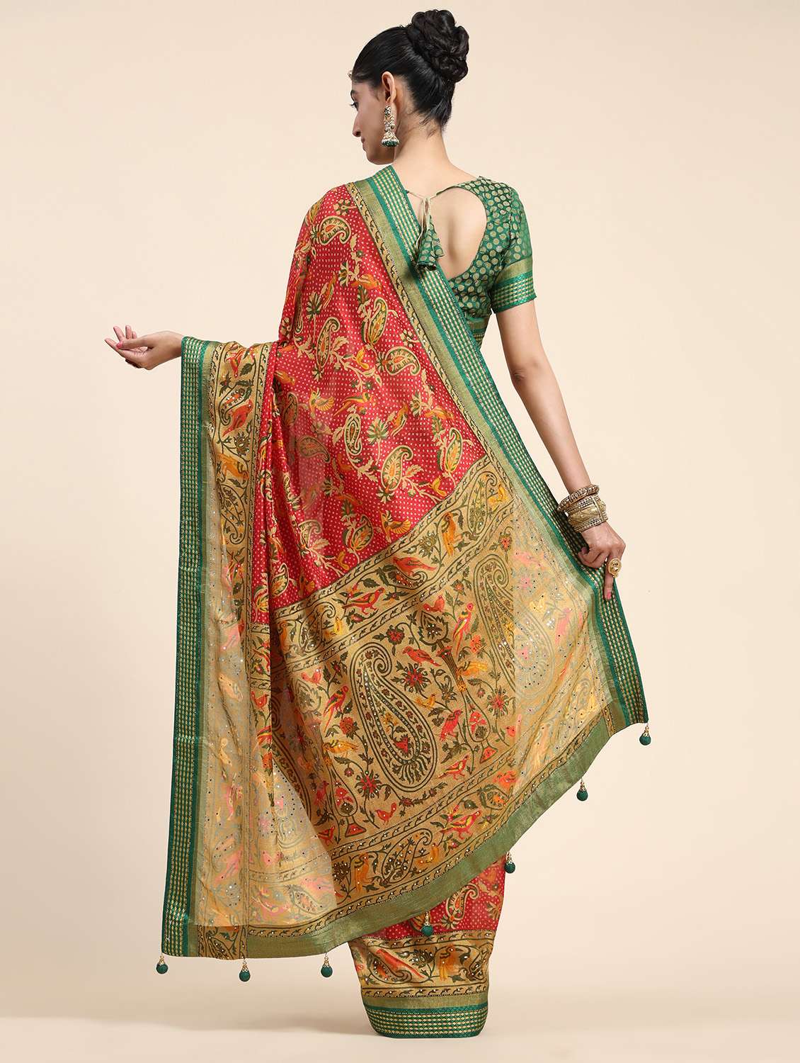 women's self design multi colored saree with blouse - 20007392 - Standard Image - 3