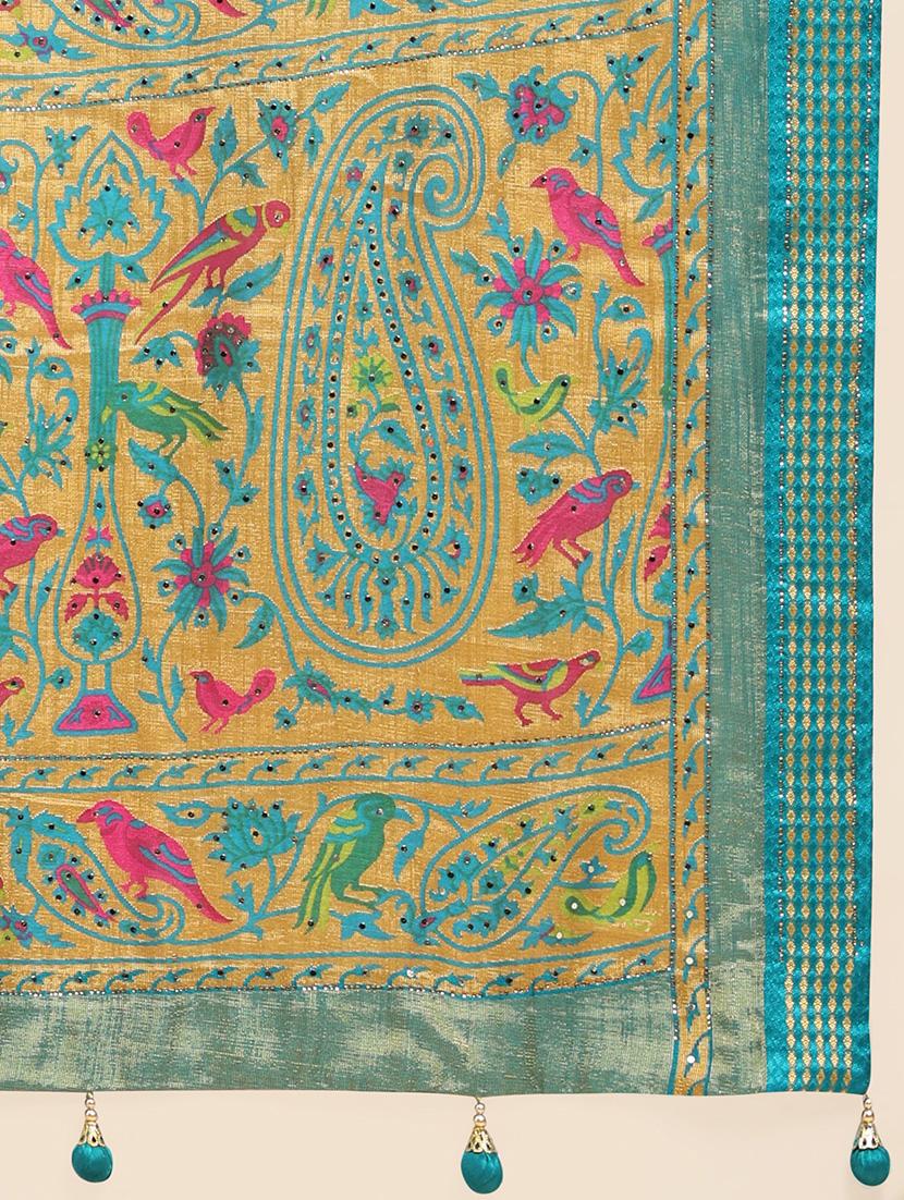 women's paisley navy blue colored saree with blouse - 20007473 - Standard Image - 5