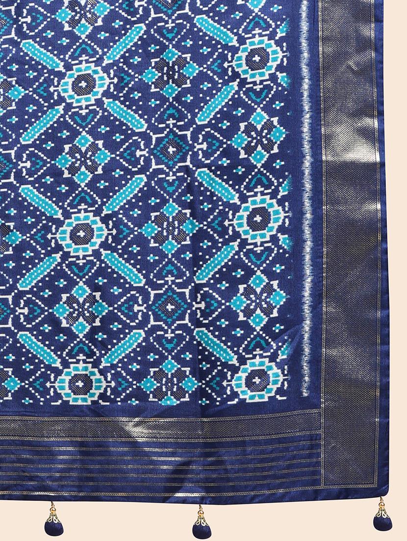 women's self design navy blue colored saree with blouse - 20007474 - Standard Image - 5