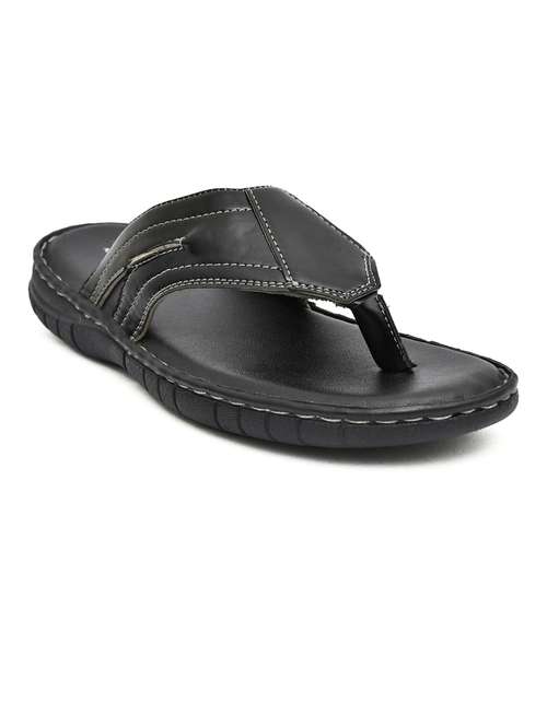 black pu toe separator slippers