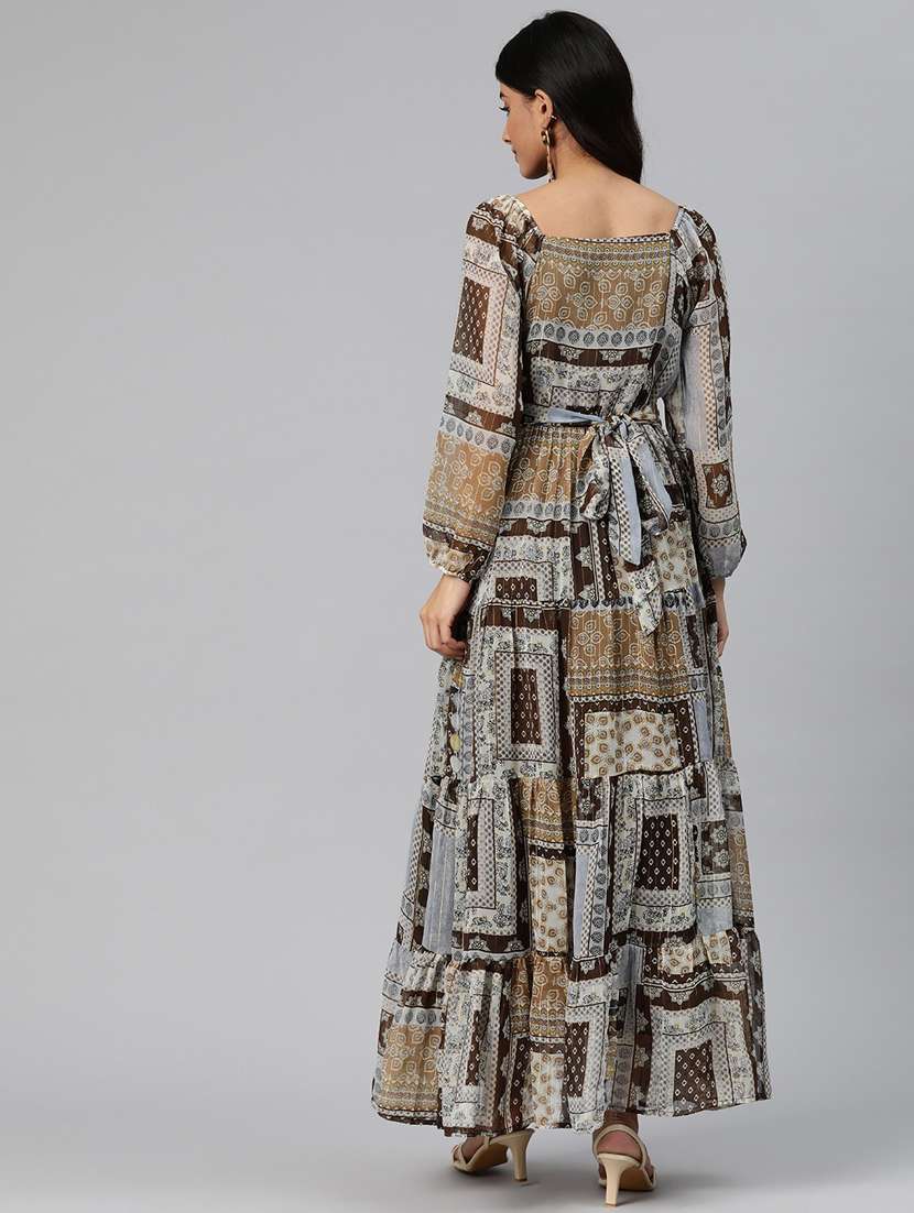 women's printed tiered dress - 20007549 - Standard Image - 3