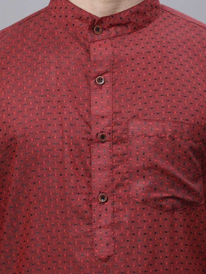 men self design  mandarin neck long kurta - 20007607 -  Standard Image - 3