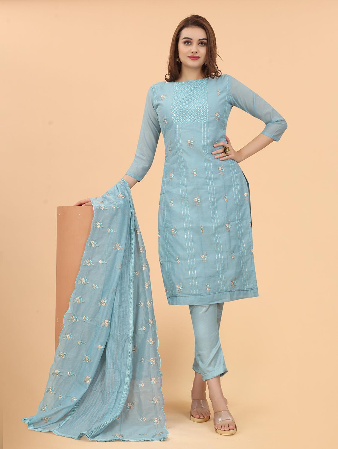 embroidered kurta pant with dupatta set - 20007794 - Standard Image - 3