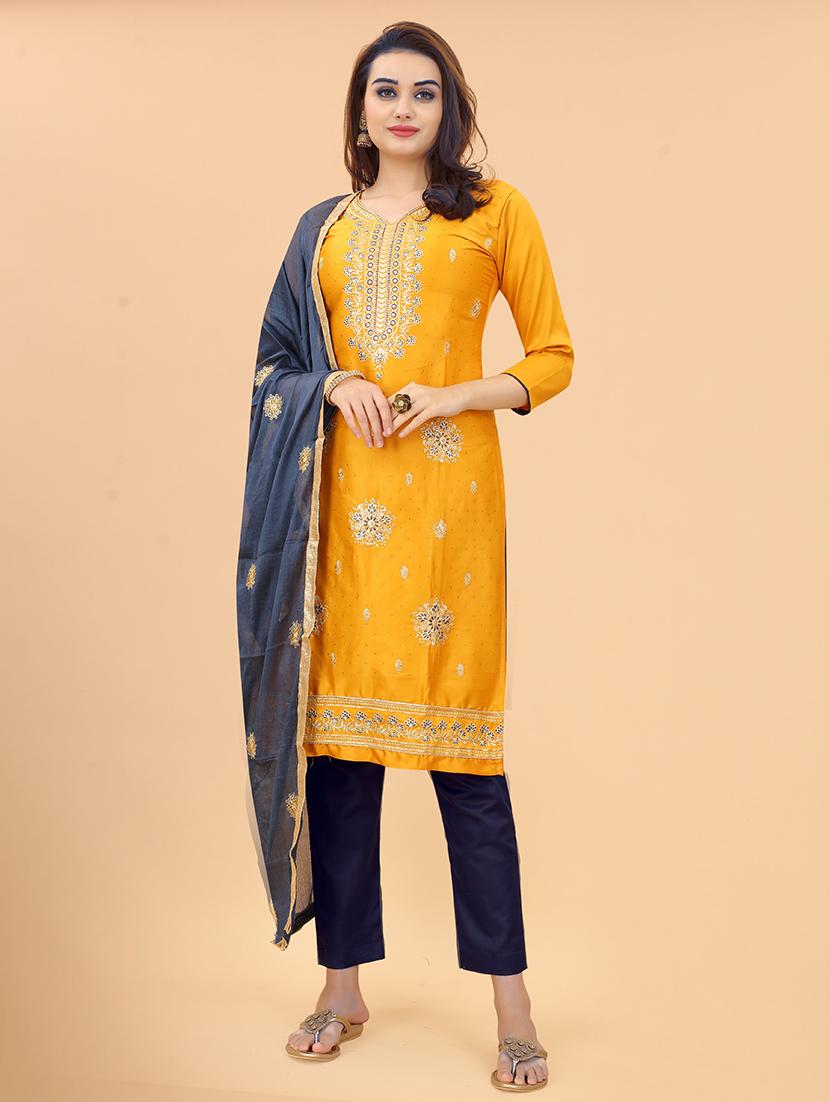 embroidered kurta pant with dupatta set - 20007796 -  Zoom Image - 0