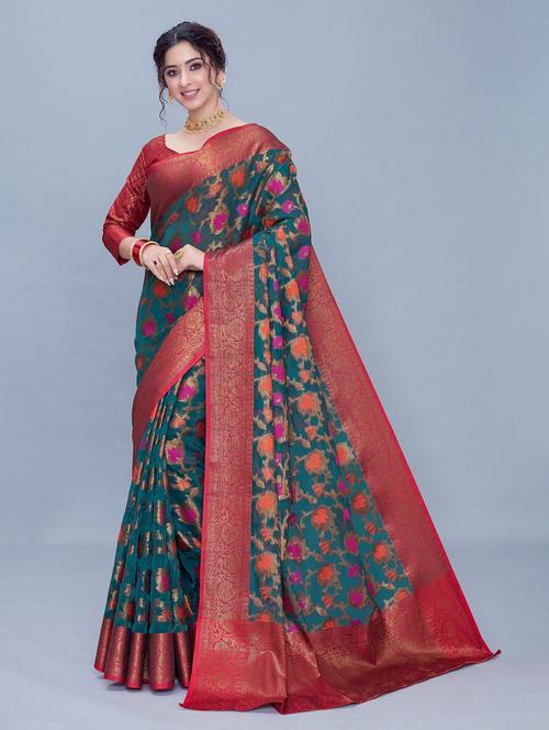 self design woven saree with blouse - 20007975 - Standard Image - 0
