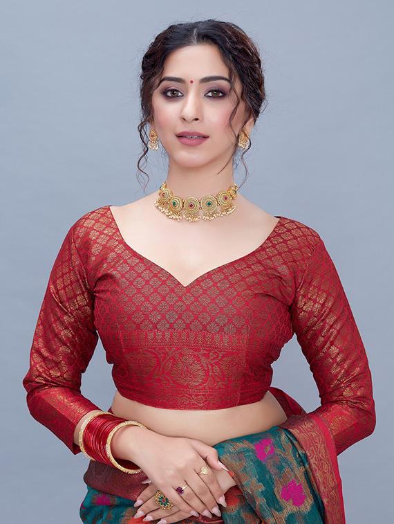 self design woven saree with blouse - 20007975 - Standard Image - 3