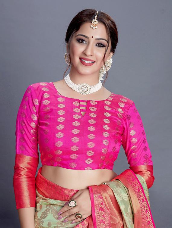 self desigh kanjivaram saree with blouse - 20007977 - Standard Image - 3