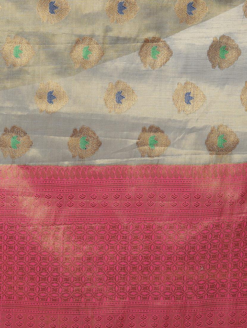 grey kanjivaram saree with blouse - 20007978 - Standard Image - 3