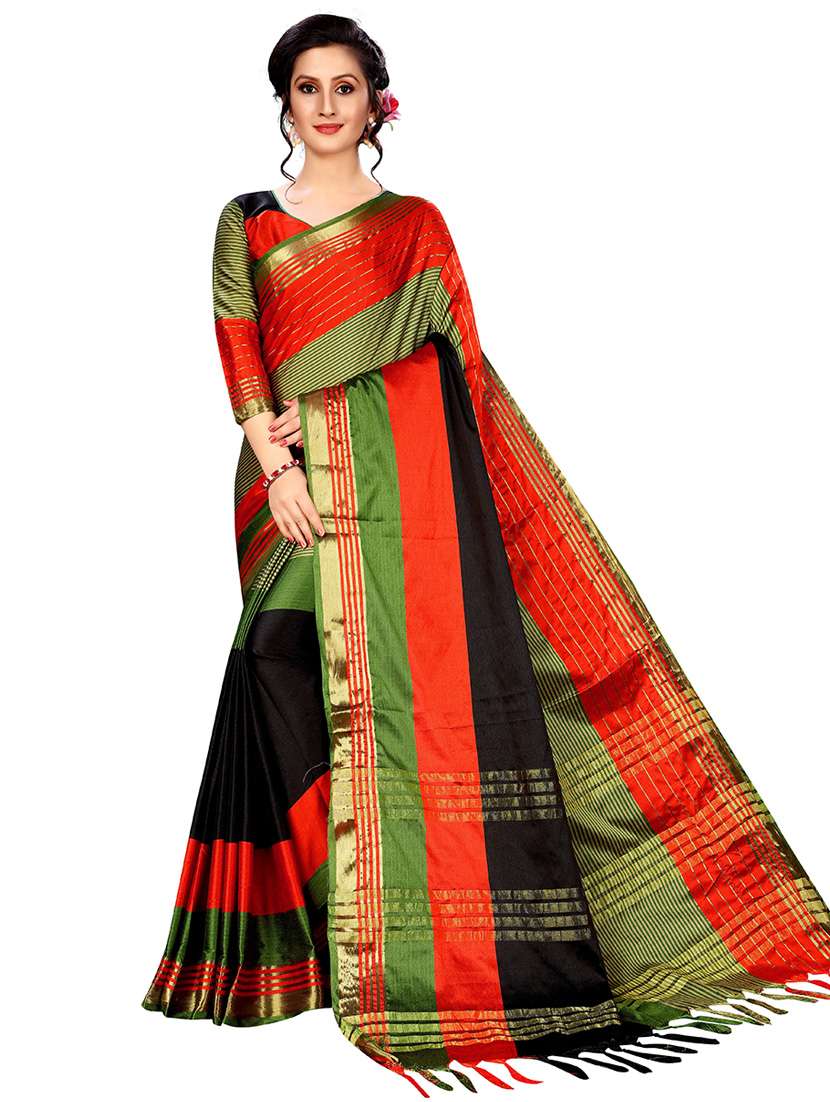 light green cotton silk maheshwari saree with blouse - 20008002 -  Zoom Image - 0
