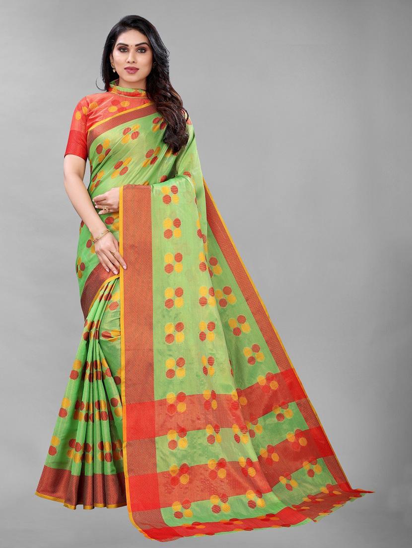 light green art silk saree with blouse - 20008009 - Zoom Image - 0