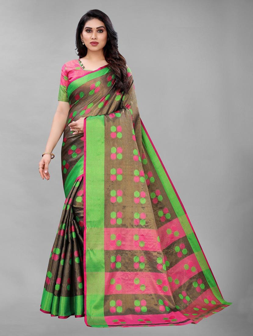 dark green art silk saree with blouse - 20008010 - Zoom Image - 0