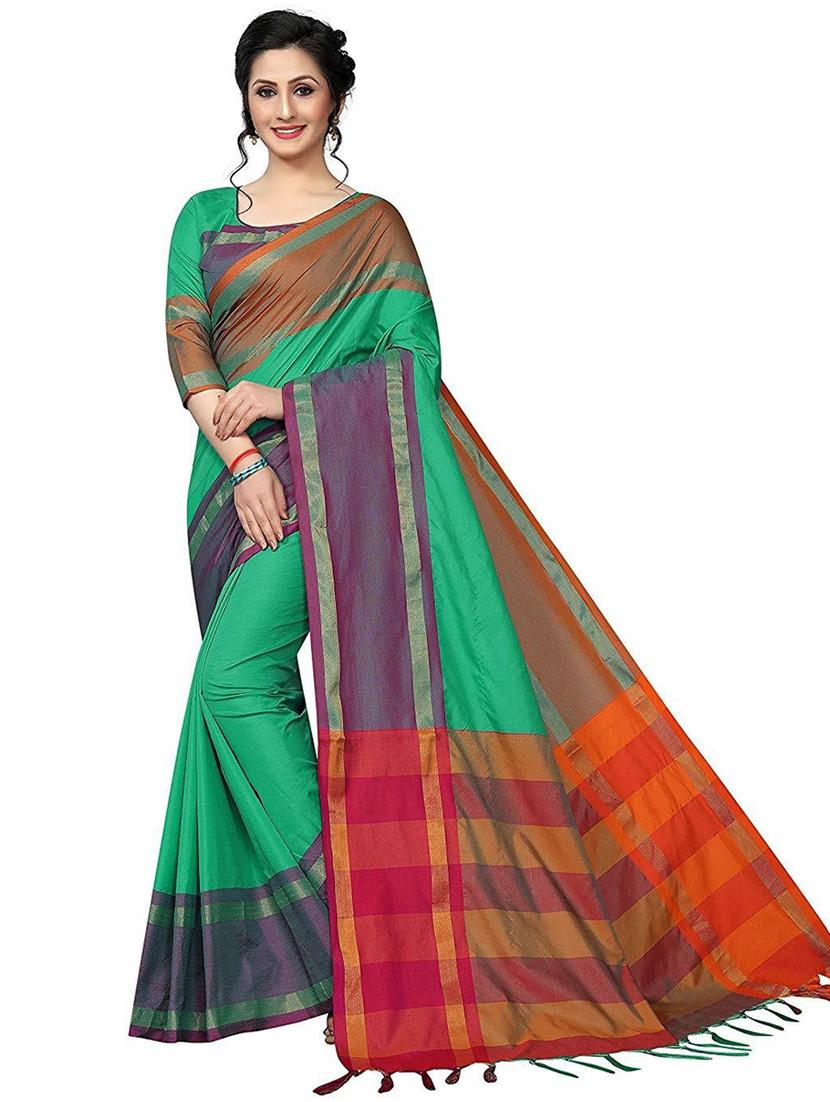 multi color woven saree with blouse - 20008064 - Zoom Image - 0