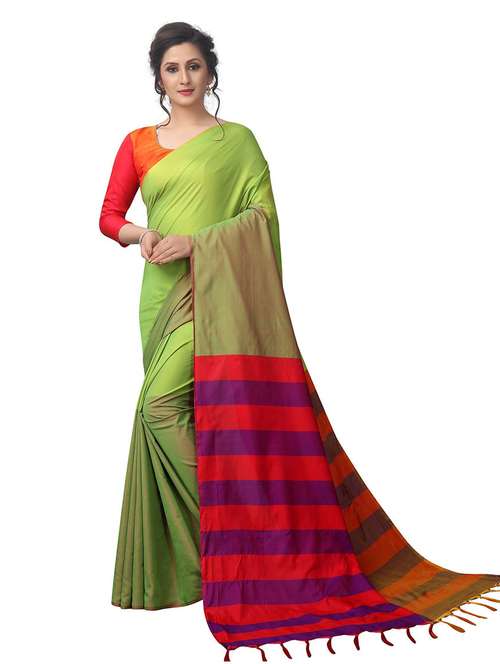 light green tussar silk mysore saree - 20008066 - Standard Image - 0