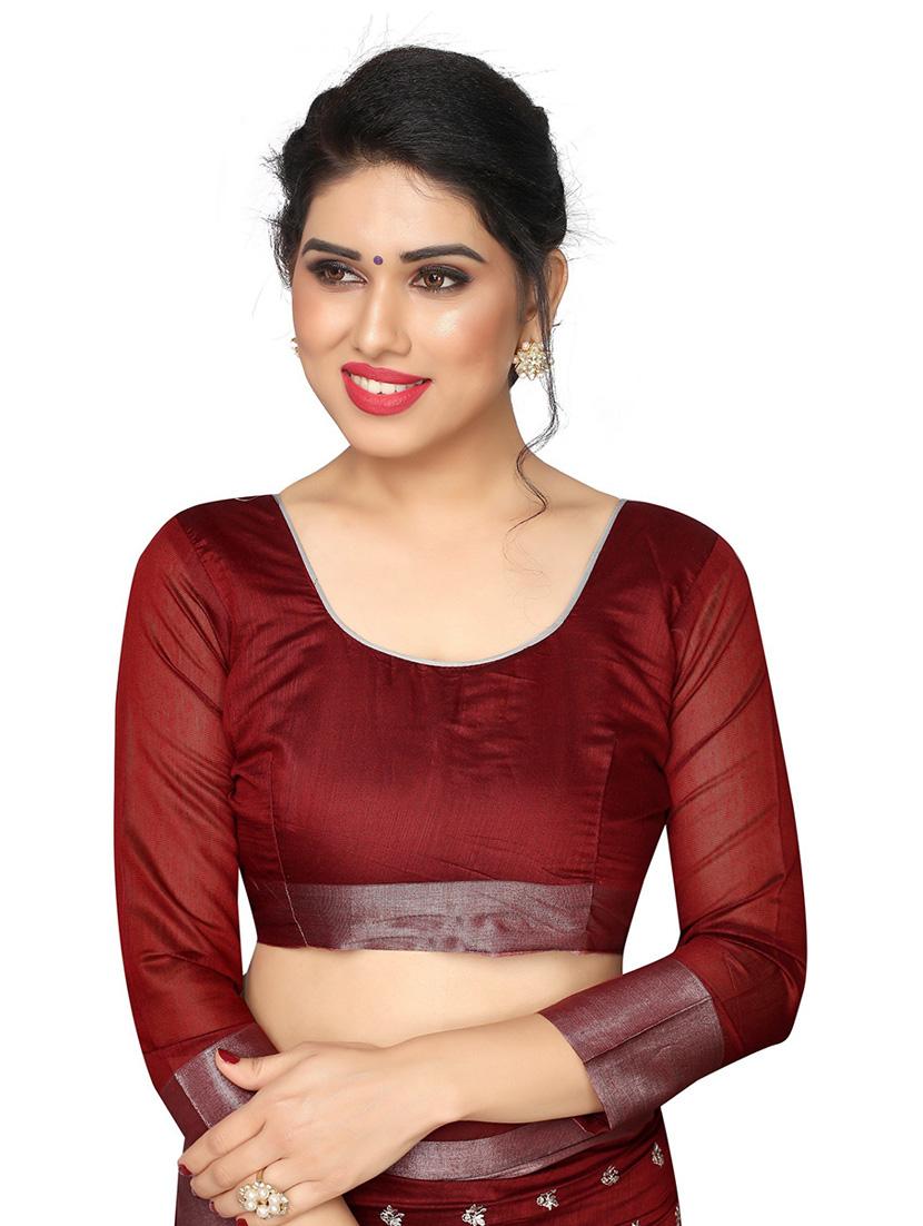 red chanderi saree with blouse - 20008112 - Standard Image - 3