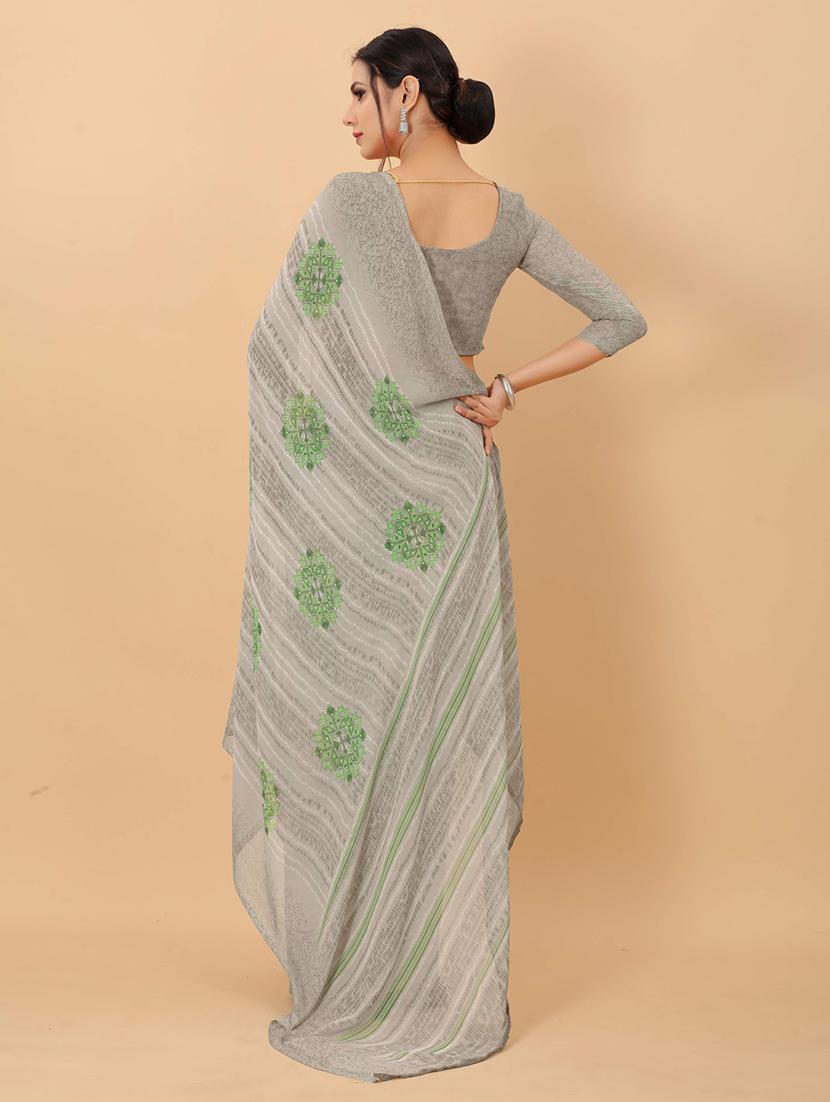 grey printed saree with blouse - 20008176 - Standard Image - 3