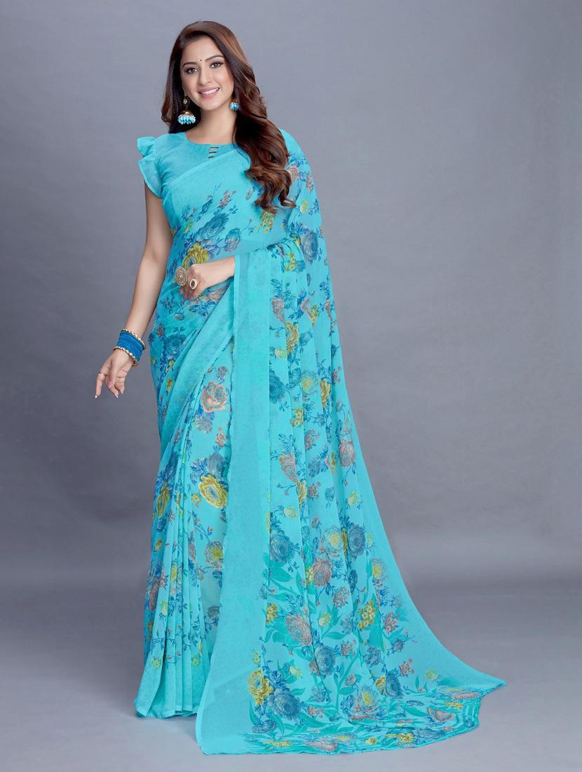 floral printed saree with blouse - 20008179 - Zoom Image - 0