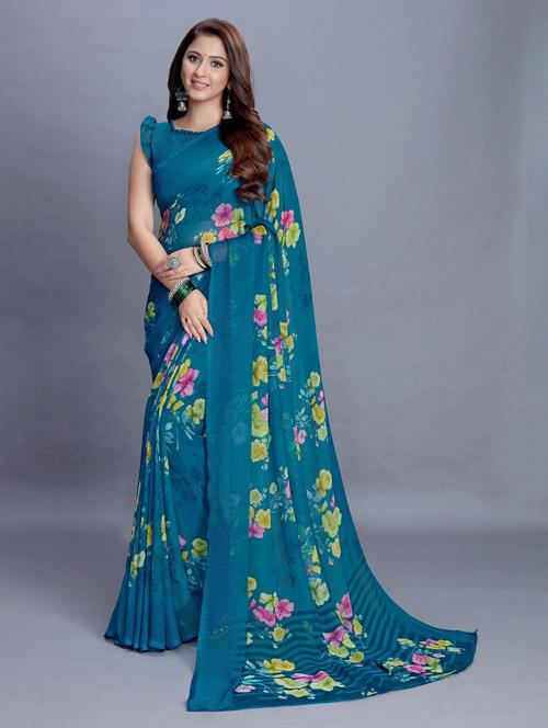 floral printed saree with blouse - 20008182 -  Standard Image - 0