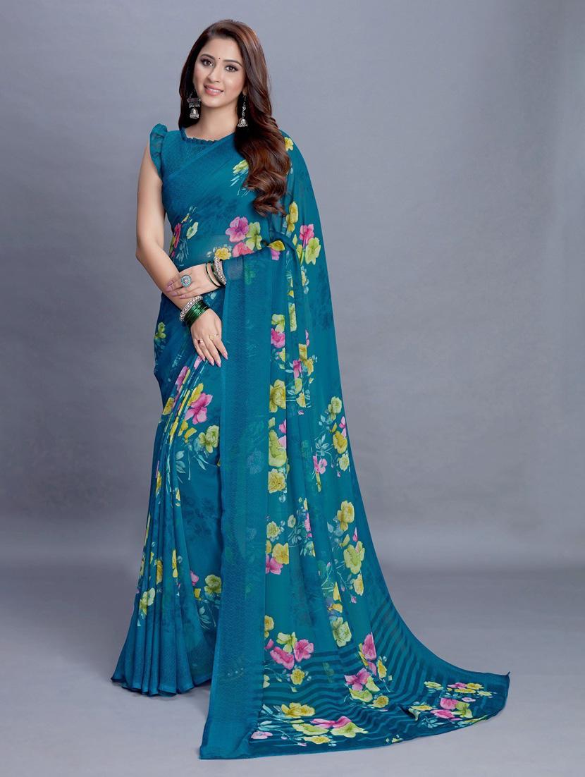 floral printed saree with blouse - 20008182 -  Zoom Image - 0