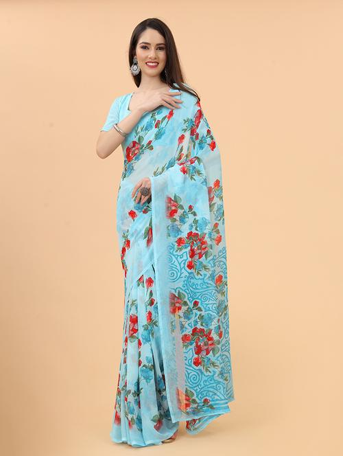 floral printed saree with blouse - 20008184 -  Standard Image - 0