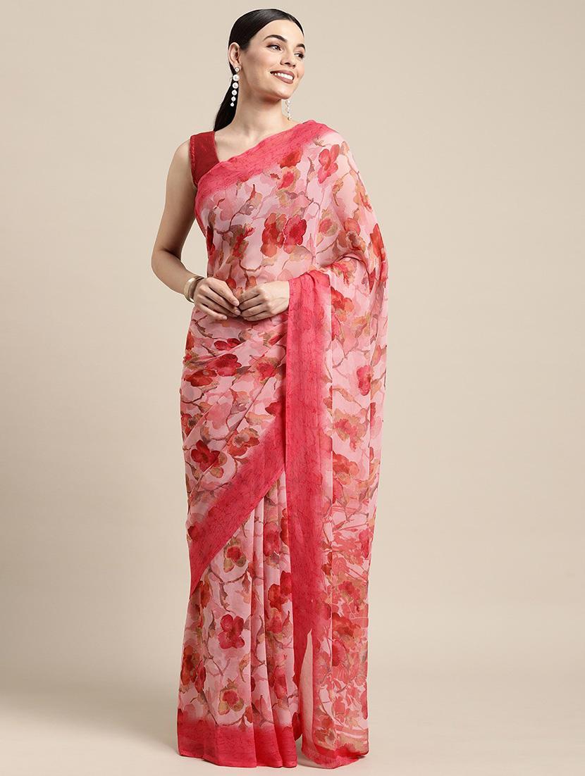 floral printed saree with blouse - 20008192 -  Zoom Image - 0