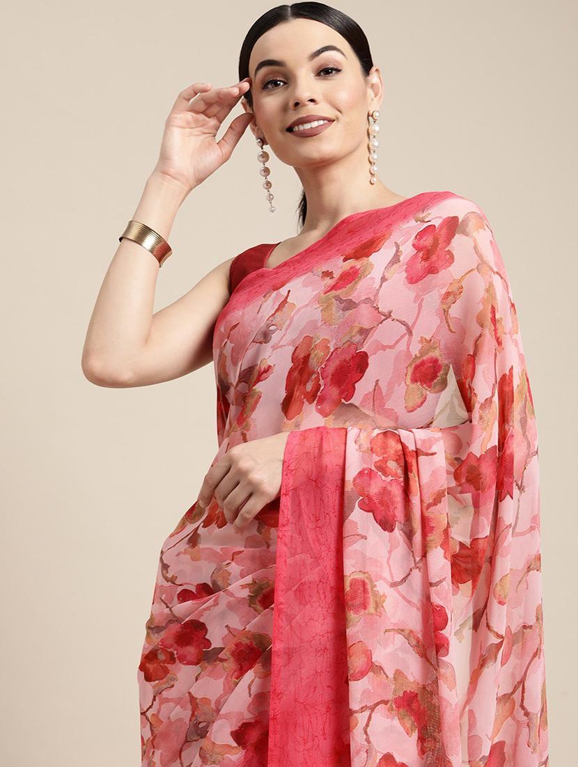 floral printed saree with blouse - 20008192 - Standard Image - 3