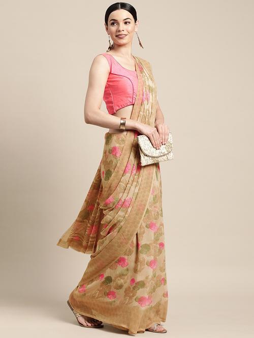 floral printed saree with blouse - 20008194 -  Standard Image - 0