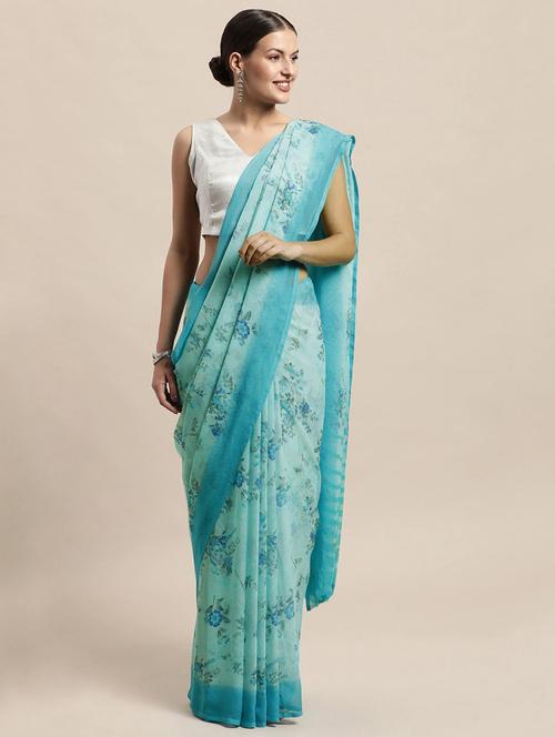 floral printed saree with blouse - 20008195 - Standard Image - 0