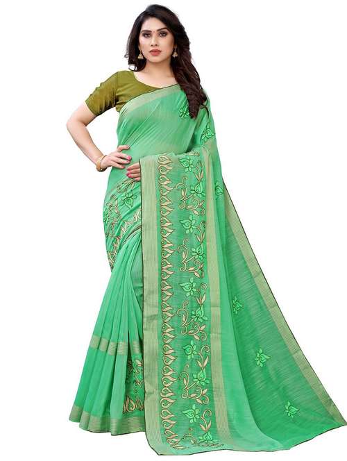 light green printed saree - 20008198 - Standard Image - 0