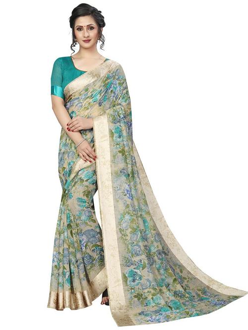 multi color floral printed woven saree with blouse - 20008215 - Standard Image - 0