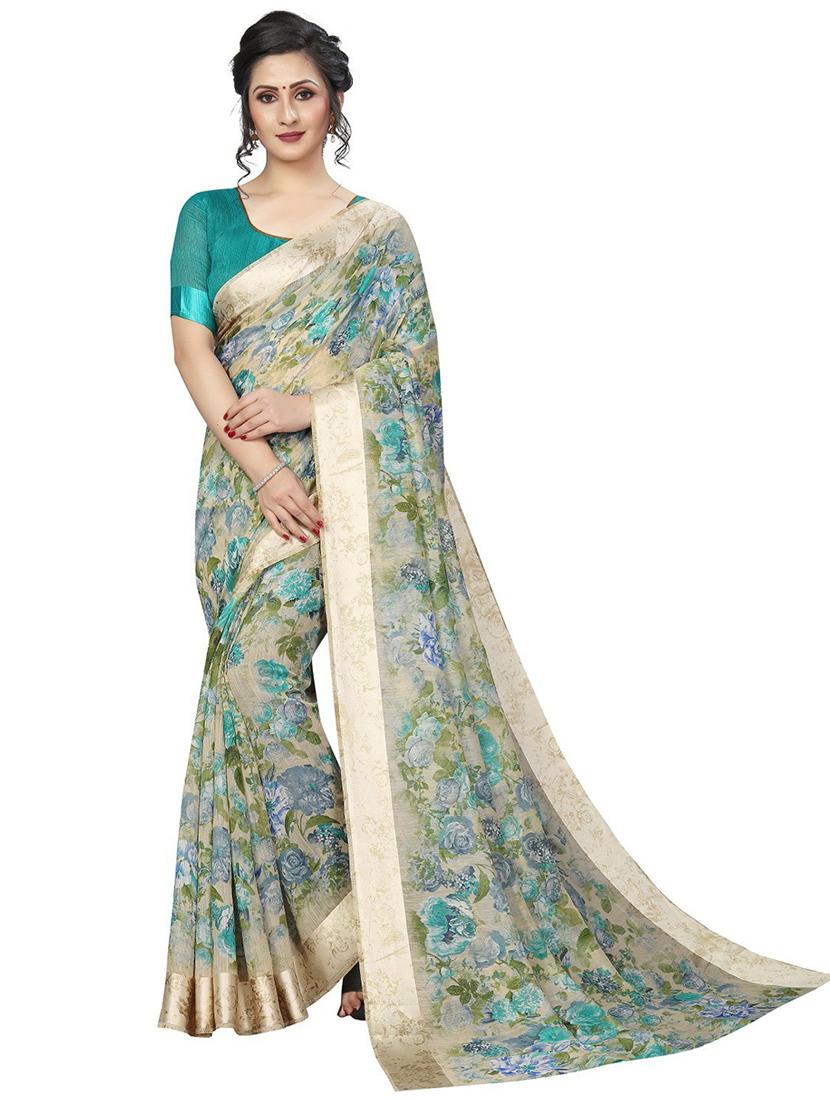 multi color floral printed woven saree with blouse - 20008215 - Zoom Image - 0