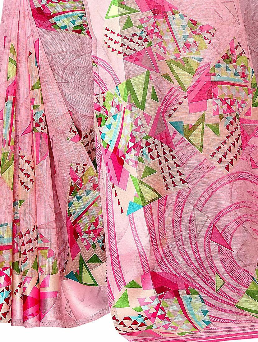 pink printed saree with blouse - 20008237 - Standard Image - 3
