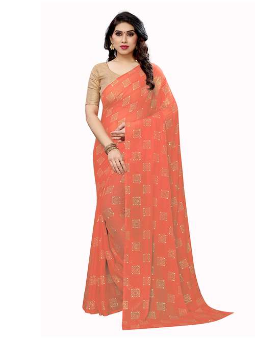 orange chiffon saree - 20008309 - Standard Image - 0