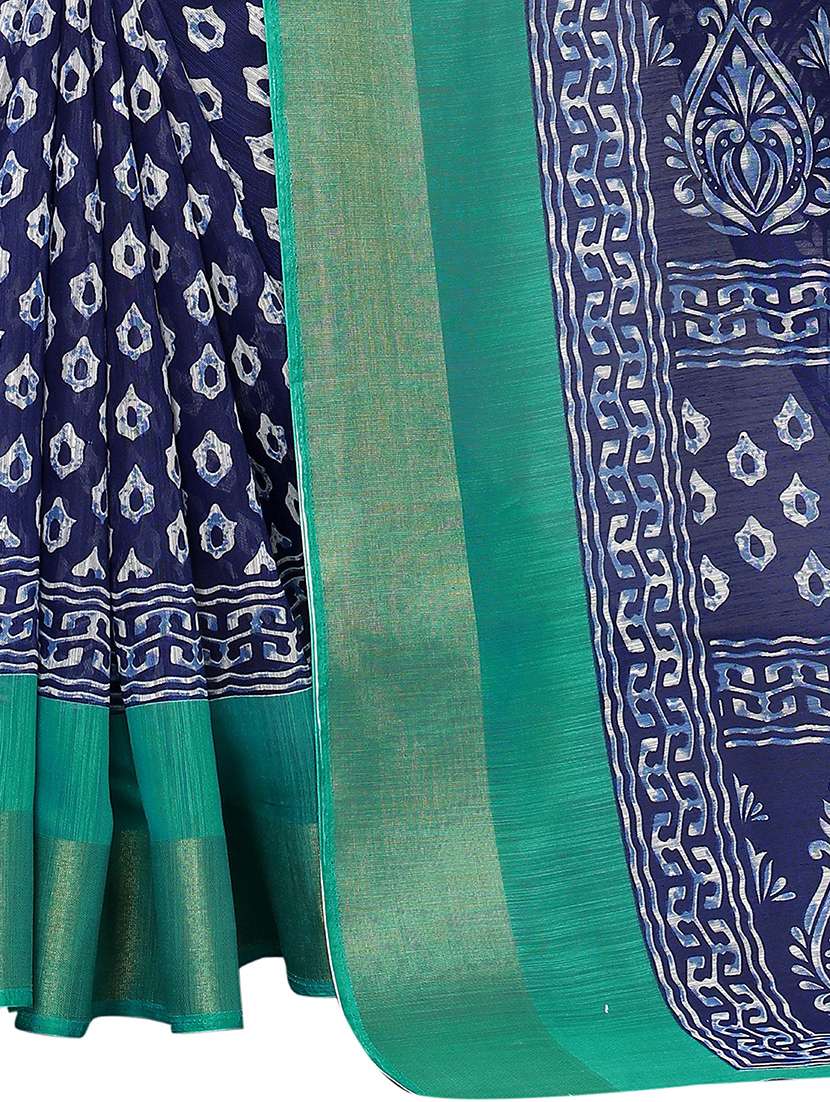 navy blue printed saree - 20008312 - Standard Image - 3