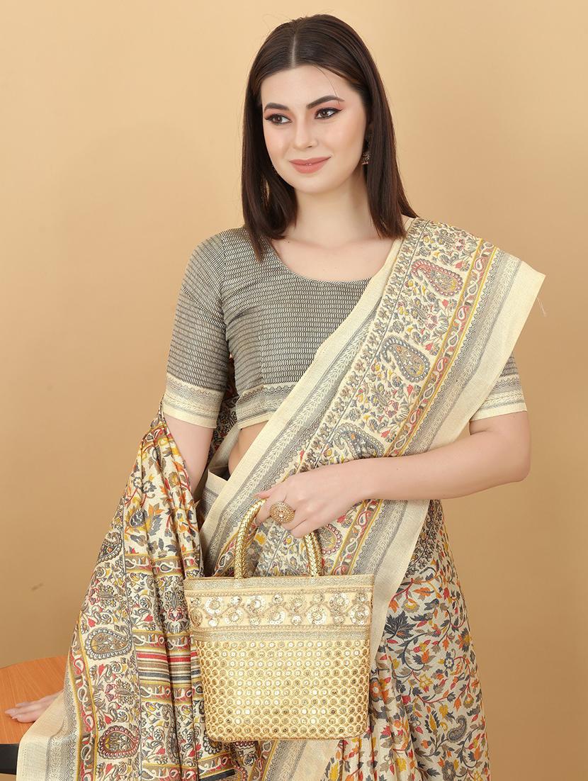 beige art silk saree with blouse - 20008316 - Standard Image - 3