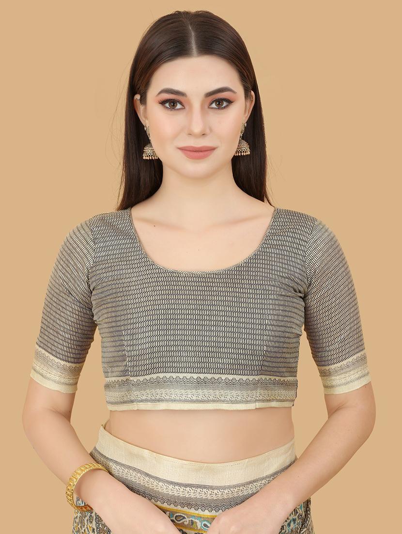 off-white printed saree - 20008317 - Standard Image - 3