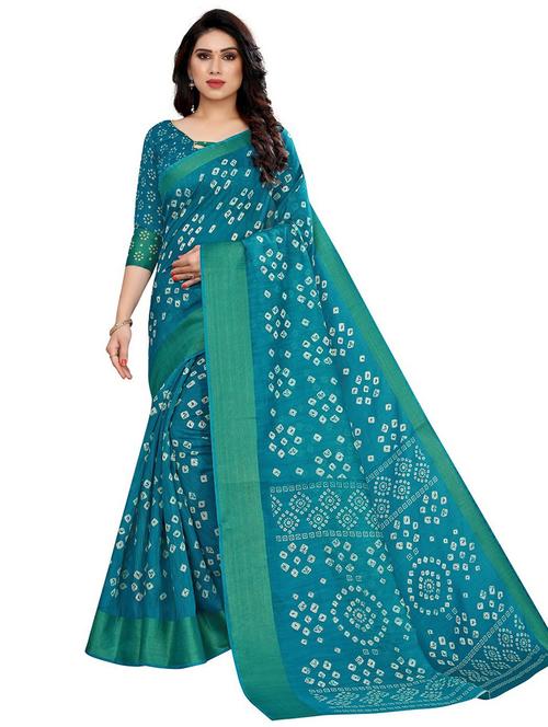 turquoise woven saree with blouse - 20008338 - Standard Image - 0