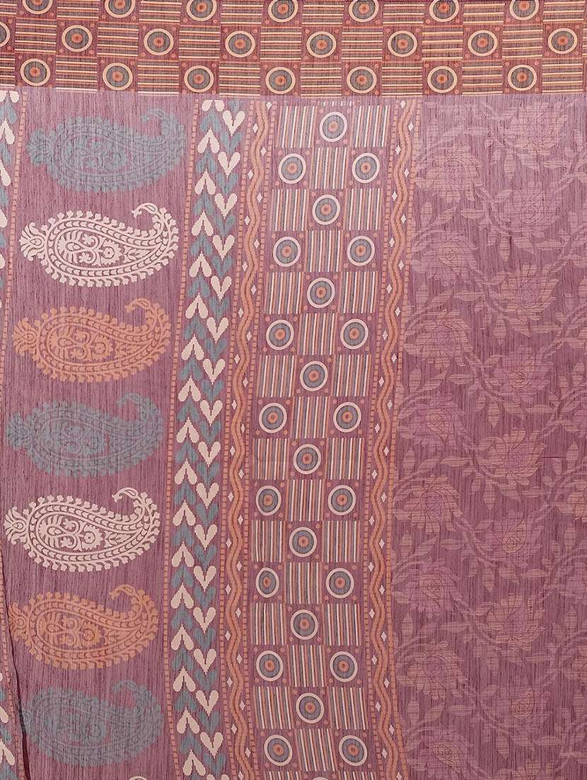 maroon printed saree with blouse - 20008345 - Standard Image - 3