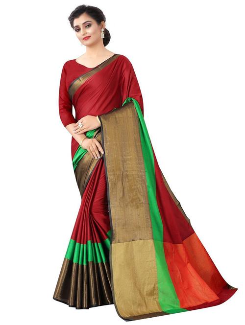 multi colored cotton silk saree with blouse - 20008349 - Standard Image - 0