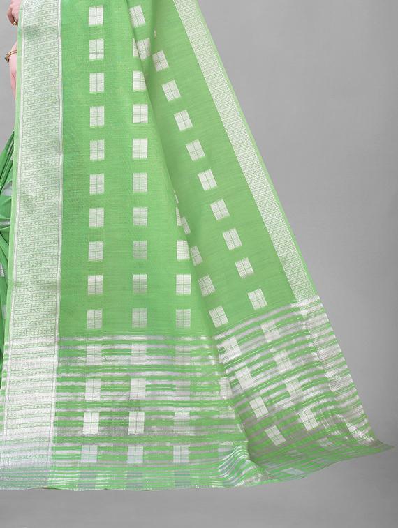 light green silk blend saree with blouse - 20008363 - Standard Image - 3