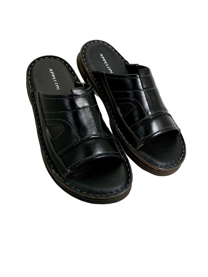 black synthetic slip on sandals - 20008652 - Standard Image - 3