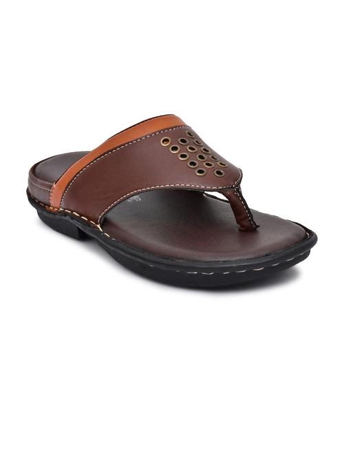 brown pu toe separator slippers - 20008700 -  Standard Image - 0