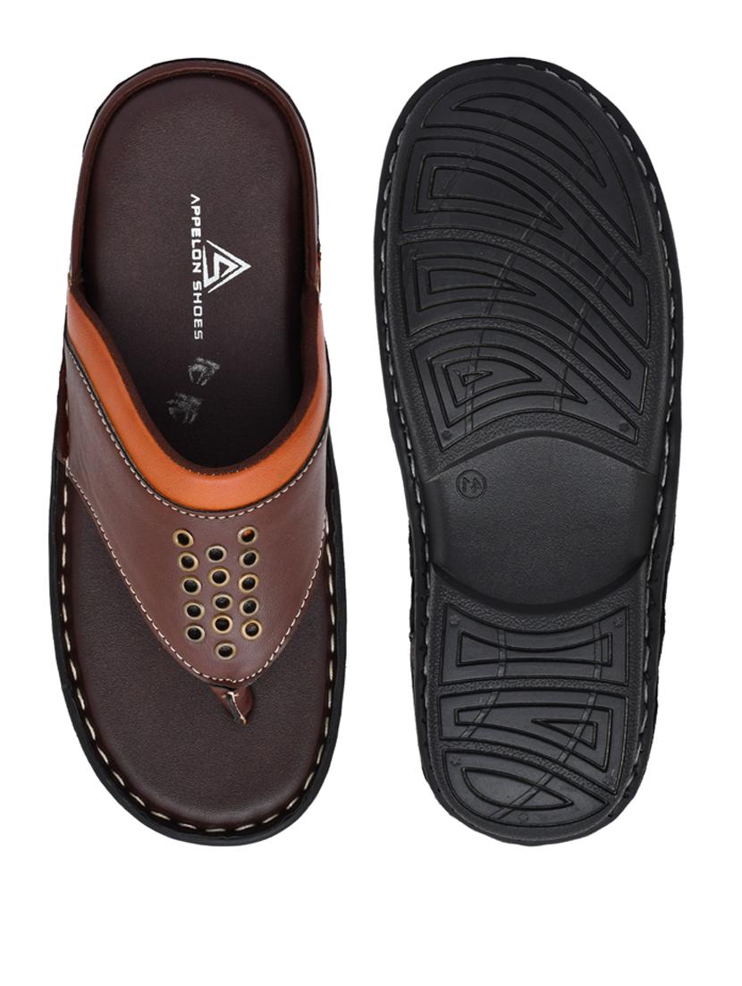 brown pu toe separator slippers - 20008700 - Standard Image - 3