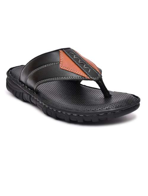 black pu toe separator slippers