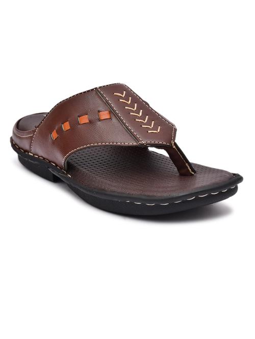 brown pu toe separator slippers - 20008715 -  Standard Image - 0