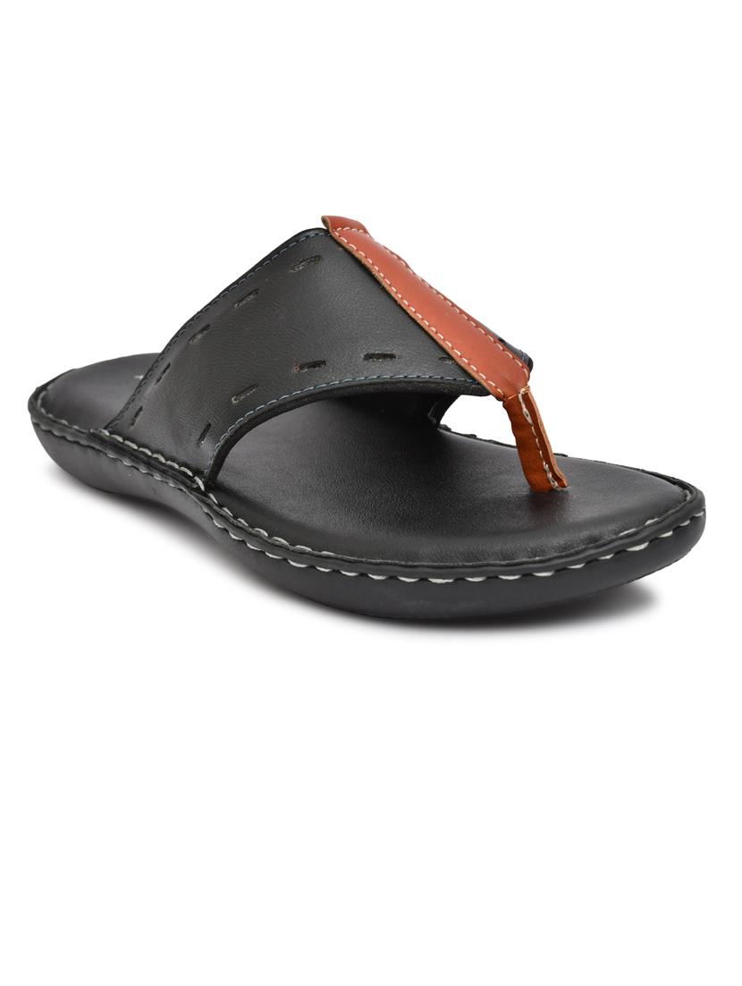 black pu toe separator slippers - 20008716 -  Zoom Image - 0