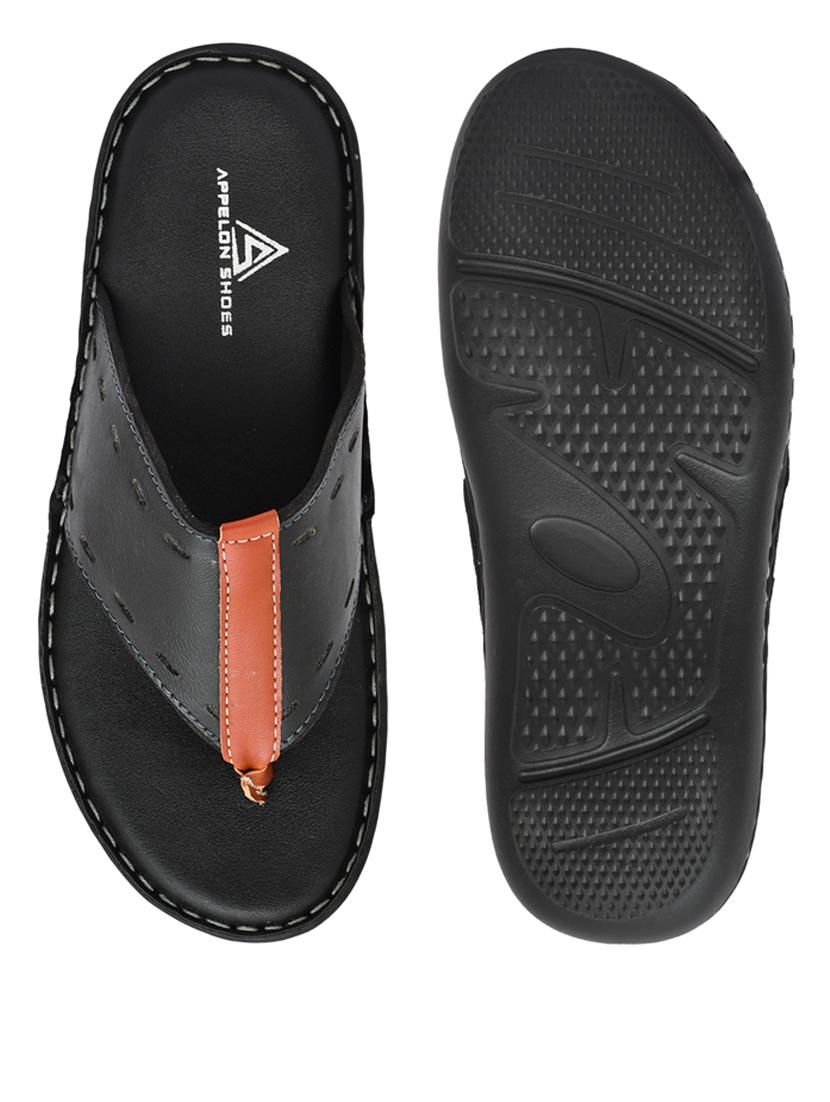 black pu toe separator slippers - 20008716 - Standard Image - 3